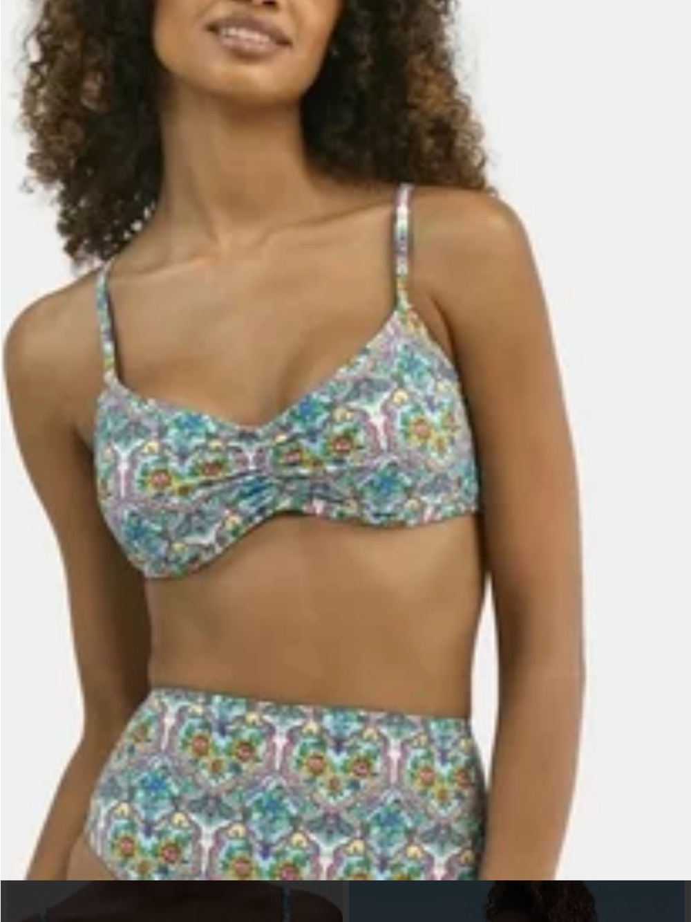 Jessica Simpson Multicolor Floral Print Bikini Top and High Waist Bottoms